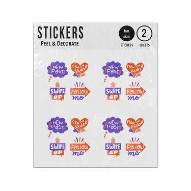 Picture of Social Media New Post Swipe Follow Me Chat Bubbles Sticker Sheets Twin Pack