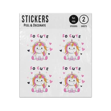Picture of So Cute Baby Girl Unicorn Pink Hearts Sticker Sheets Twin Pack