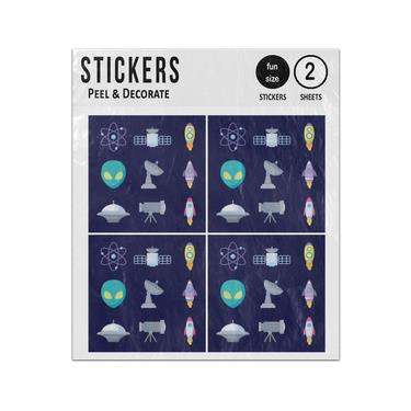 Picture of Space Universe Aliens Satellite Ufo Set Sticker Sheets Twin Pack