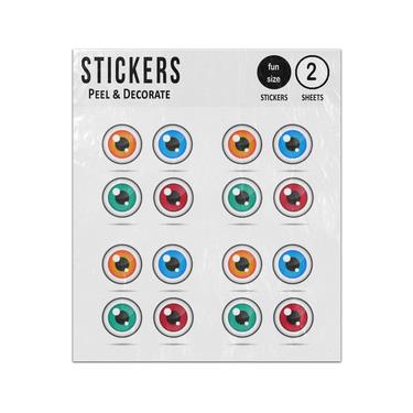 Picture of Sparkling Eyes Orange Blue Green Red Sticker Sheets Twin Pack