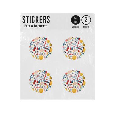Picture of Sport Equipment Boxing Racket Ball Bats Circle Collection Sticker Sheets Twin Pack