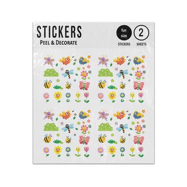 Picture of Springtime Spring Season Flowers Birds Bugs Set Sticker Sheets Twin Pack