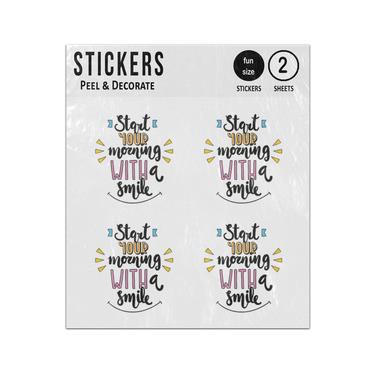 Picture of Start Your Morning With A Smile Inspiration Memphis Style Quote Sticker Sheets Twin Pack