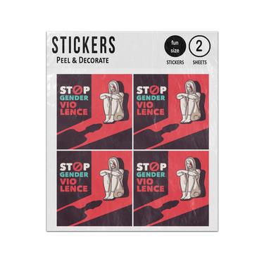 Picture of Stop Gender Violence Scared Woman Pro Civil Rights Sticker Sheets Twin Pack