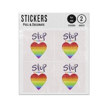 Picture of Stop Homophobia Rainbow Love Heart Sticker Sheets Twin Pack