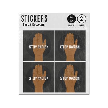 Picture of Stop Racism Blackpalm Hand Sticker Sheets Twin Pack