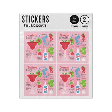 Picture of Strawberry Daiquiri Cocktail Recipe Sticker Sheets Twin Pack