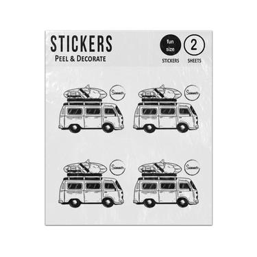 Picture of Summer Camper Van With Surfboards Line Drawing Sticker Sheets Twin Pack
