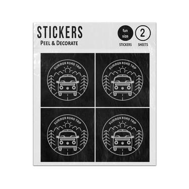 Picture of Summer Road Trip Campervan Line Drawing Sticker Sheets Twin Pack