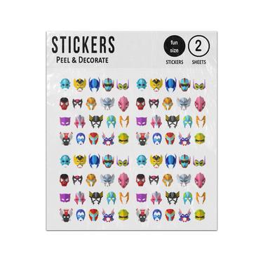 Picture of Super Hero Mask Character Set Collection Sticker Sheets Twin Pack