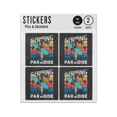 Picture of Surfing Paradise Girl Carrying Surf Board Sticker Sheets Twin Pack