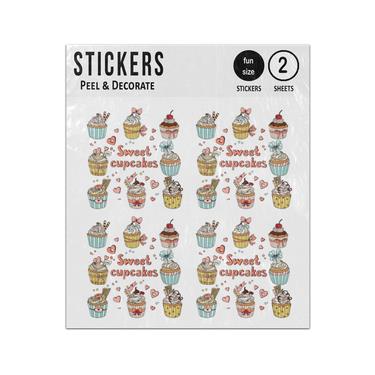 Picture of Sweet Cupcakes Icing Flavours Types Set Sticker Sheets Twin Pack