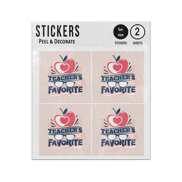 Picture of Teachers Favorite Phrase Red Apple Heart Illustration Sticker Sheets Twin Pack