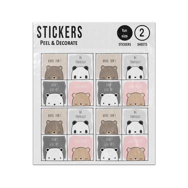 Picture of Teddy Bear Panda Polar With Motivation Quotes Card Sticker Sheets Twin Pack