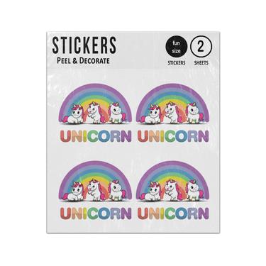 Picture of Three Unicorns With Rainbow Typography Sticker Sheets Twin Pack