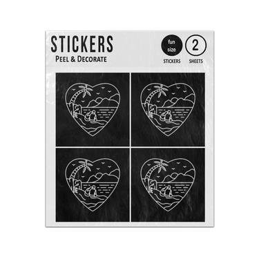 Picture of True Love Man Woman Hugging Shoreline Heart Line Drawing Sticker Sheets Twin Pack