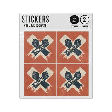 Picture of Two Crossed Arms Protest Silhouette Sticker Sheets Twin Pack