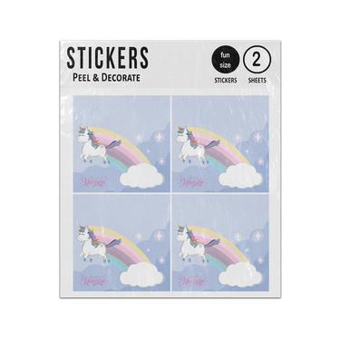 Picture of Unicorn Making Rainbow Jumping From Cloud Sticker Sheets Twin Pack