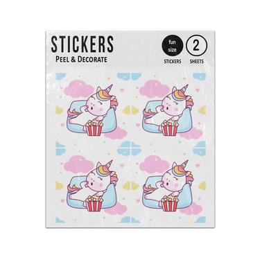 Picture of Unicorn On Couch Eating Popcorn Sticker Sheets Twin Pack