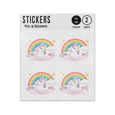 Picture of Unicorn On Rainbow In Sky Sticker Sheets Twin Pack