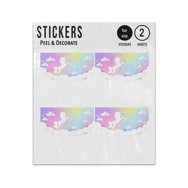 Picture of Unicorn Paper Cut Pastel Sky Clouds Sticker Sheets Twin Pack