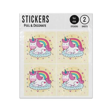 Picture of Unicorn Sleeping On Clouds Rainbow Background Sticker Sheets Twin Pack