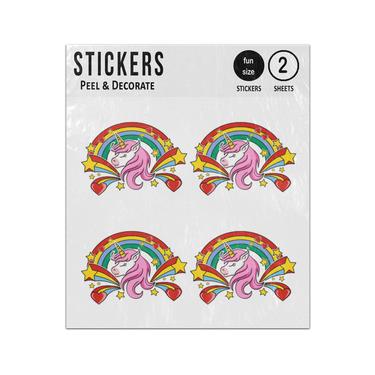 Picture of Unicorn With Shooting Rainbows Stars Hearts Sticker Sheets Twin Pack