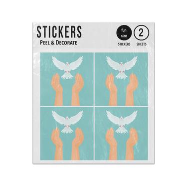 Picture of Upheld Hands Releasing White Dove Sticker Sheets Twin Pack