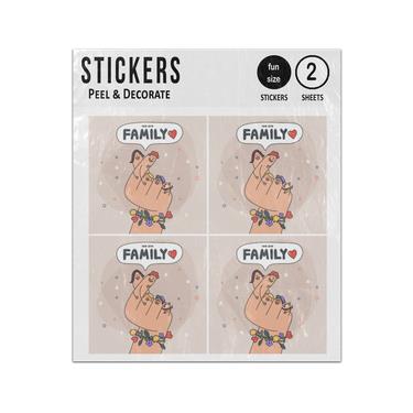 Picture of We Are Family Cartoon Hand Finger Faces Sticker Sheets Twin Pack