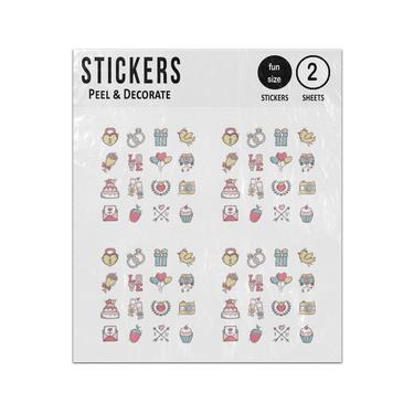Picture of Wedding Rings Car Cake Glasses Drink Food Doodles Set Sticker Sheets Twin Pack