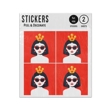 Picture of Woman Fashion Icon Model Wearing Crown Glasses Sticker Sheets Twin Pack