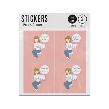 Picture of Woman Sitting Reading Story Once Upon A Time Sticker Sheets Twin Pack