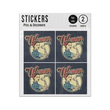Picture of Women Power Vintage Female Worker Boiler Suit Uniform Sticker Sheets Twin Pack