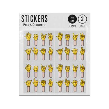 Picture of Yellow Cartoon Gesture Hand Glove Set Collection Sticker Sheets Twin Pack
