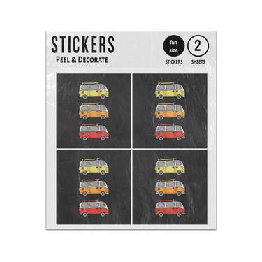 Picture of Yellow Orance Red Camper Van Hand Drawings Sticker Sheets Twin Pack