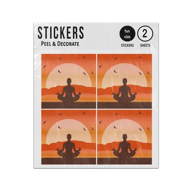 Picture of Yoga Meditate Praying Mantis Pose Sunset Sticker Sheets Twin Pack