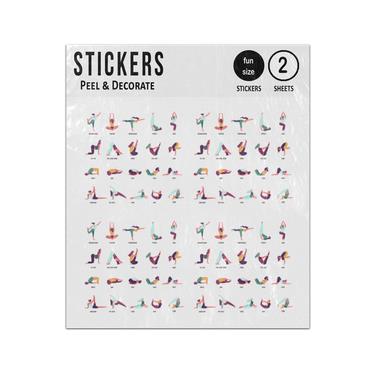 Picture of Yoga Natarajasana Mountain Cat Cow Asana Poses Collection Sticker Sheets Twin Pack