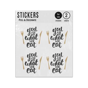Picture of You Are What You Eat Modern Lettering Fork Knife Sticker Sheets Twin Pack