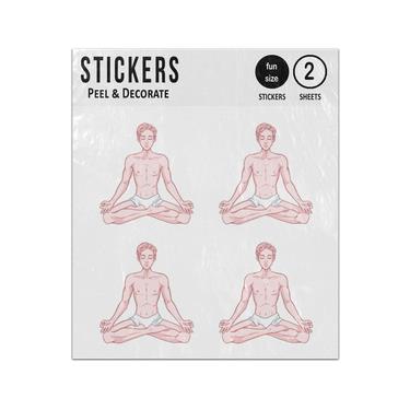 Picture of Young Meditating Yogi Man Lotus Pose Sticker Sheets Twin Pack