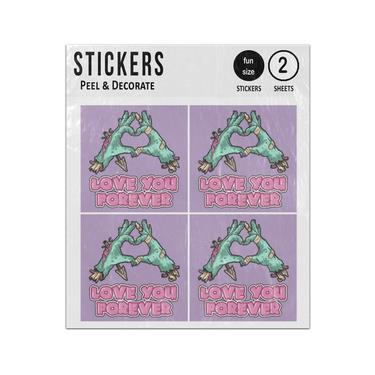 Picture of Zombie Love You Forever Heart Hands Sticker Sheets Twin Pack