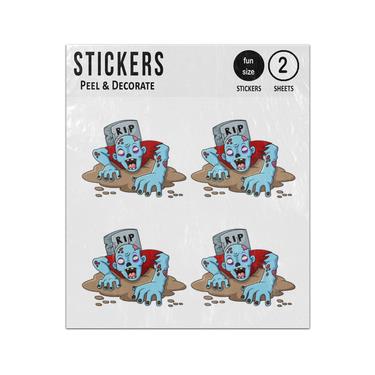 Picture of Zombies Climbing From Grave Rip Headstone Sticker Sheets Twin Pack