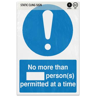 No More Than Number Persons Permitted At A Time Static Cling Window Sign 