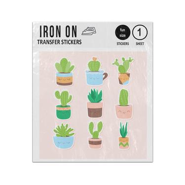 Picture of Cactus Cacti Pots Drawings Set Iron On Sticker