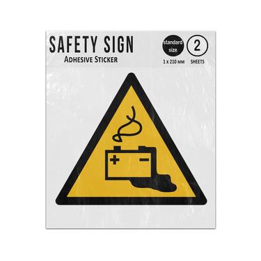 Picture of Battery Charging Yellow Triangle Warning Hazard Iso 7010 W026 Adhesive Vinyl Signs Twin Pack