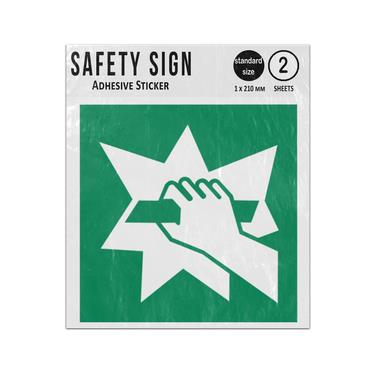 Picture of Break To Obtain Green Square Safe Condition Iso 7010 E008 Adhesive Vinyl Signs Twin Pack