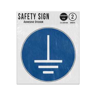 Picture of Connect Earth Terminal To Ground Blue Circle Mandatory Action Iso 7010 M005 Adhesive Vinyl Signs Twin Pack