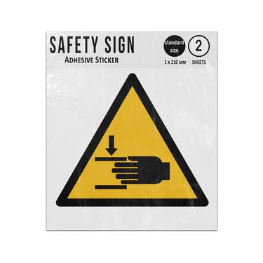 Picture of Crushing Of Hands Yellow Triangle Warning Hazard Iso 7010 W024 Adhesive Vinyl Signs Twin Pack