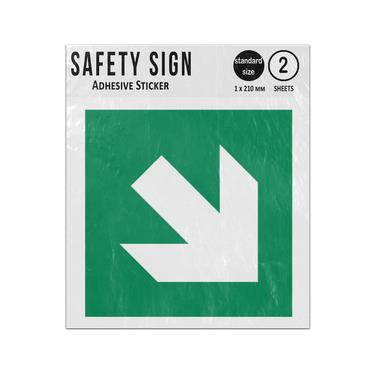 Picture of Direction Arrow 45 Degree Angle Green Square Square Safe Condition Iso 7010 E006 Adhesive Vinyl Signs Twin Pack