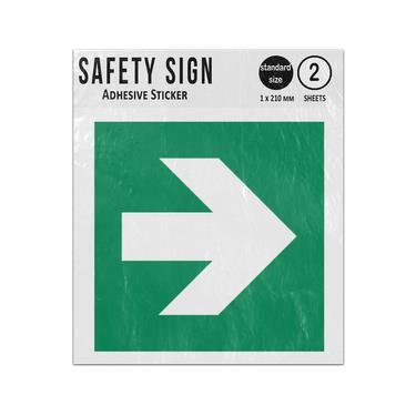 Picture of Direction Arrow 90 Degree Angle Green Square Safe Condition Iso 7010 E005 Adhesive Vinyl Signs Twin Pack