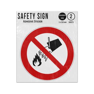 Picture of Do Not Extinguish With Water Red Circle Diagonal Line Prohibition Iso 7010 P011 Adhesive Vinyl Signs Twin Pack
